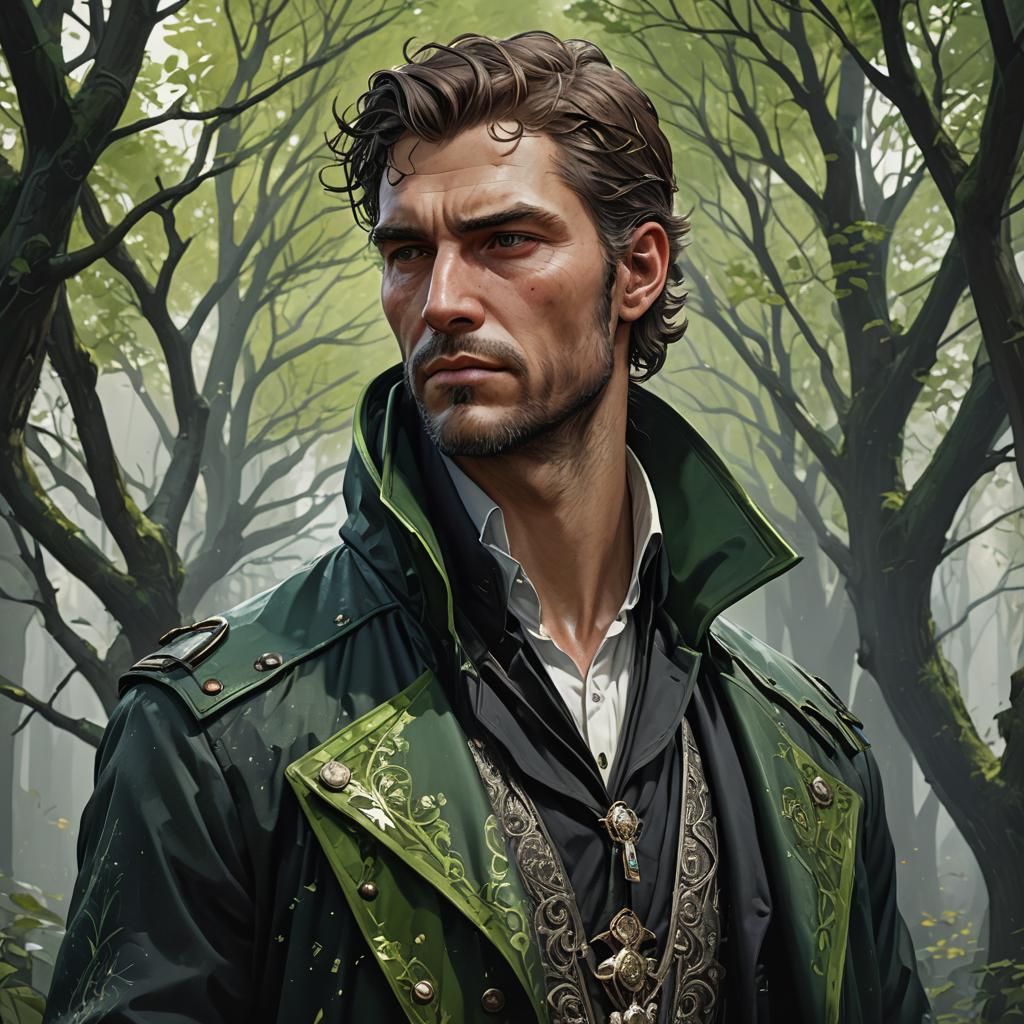 Man in Hunter Coat: Detailed Digital Portrait