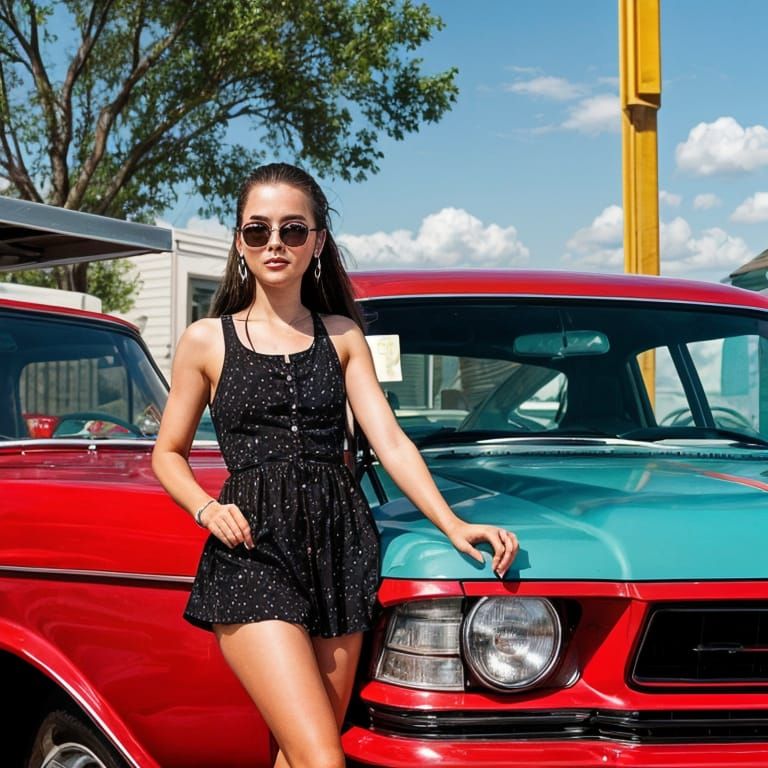 Girl Cruises to Hamburger Stand in Daddy's Car