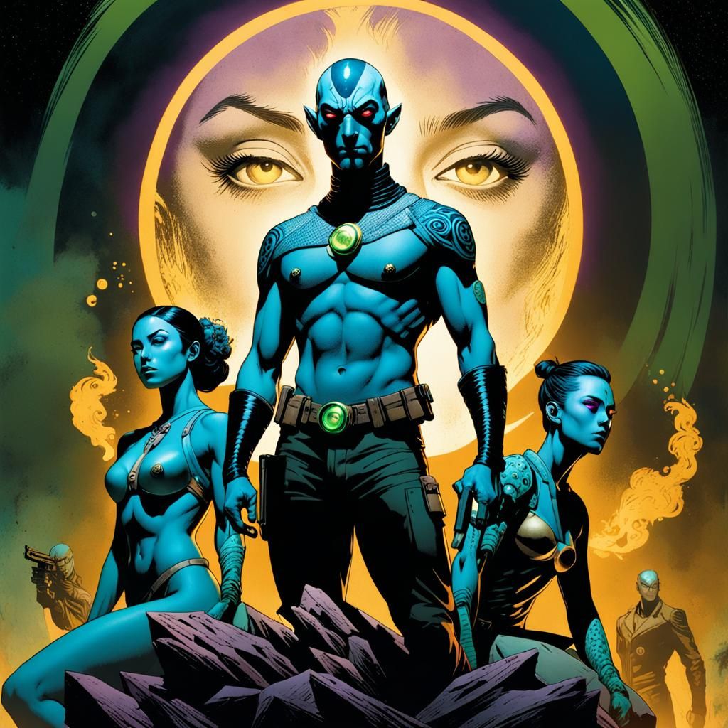 Abe Sapien Double Exposure on a Precipice