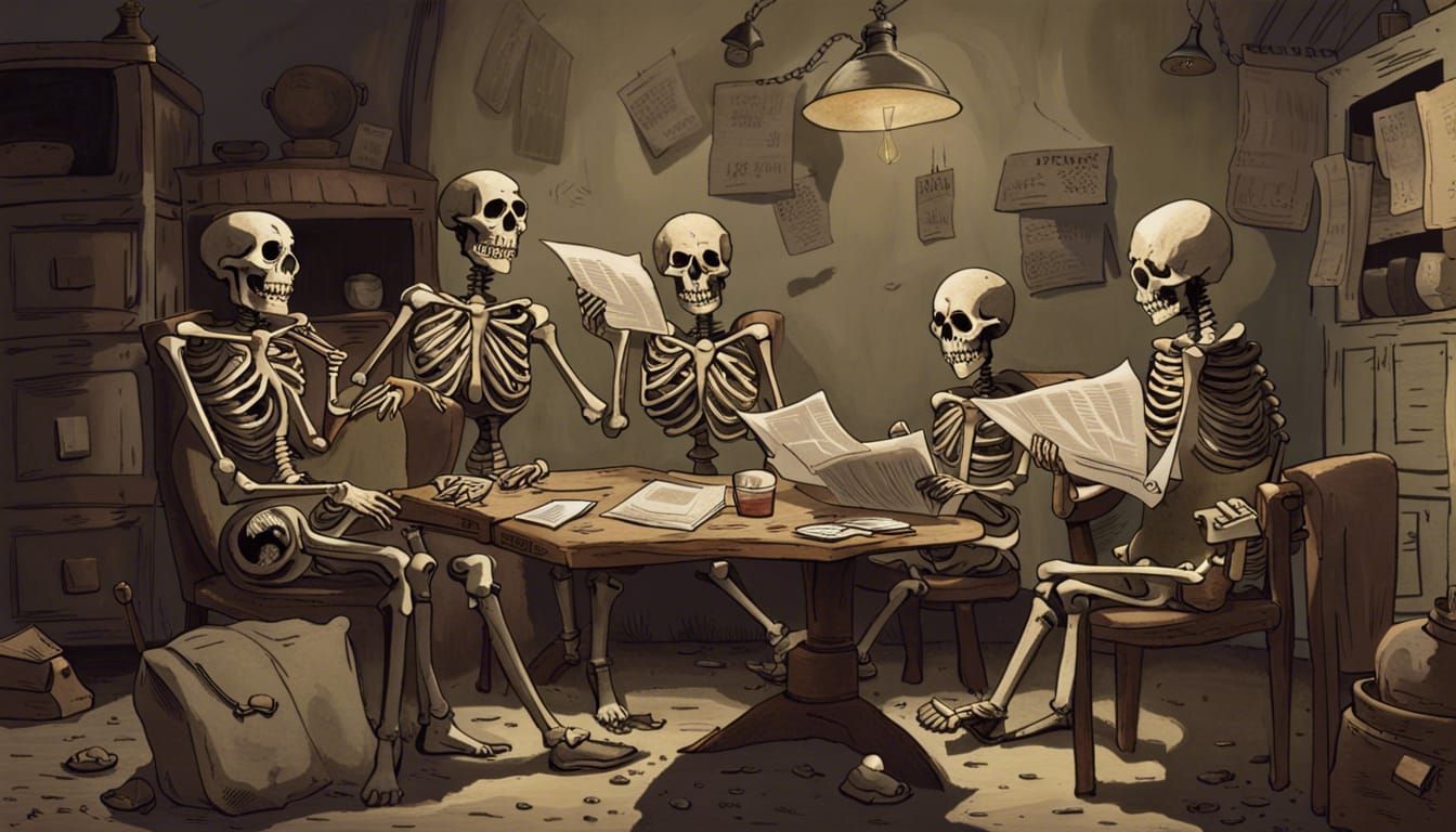 Skeletons Discussing the Day's Activities