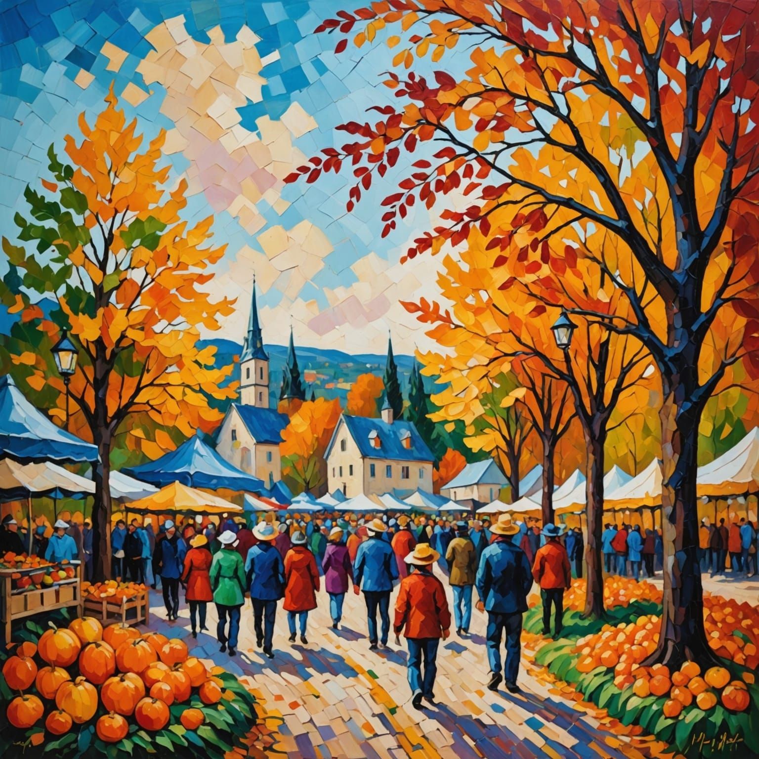 Fall Festival in Neo-Impressionistic Expressionist Style