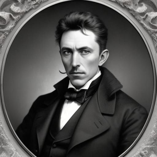 Portrait of Nikola Tesla in Cyberpunk Style