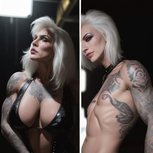 Androgynous Bodybuilder in Nightclub Alley, Hyperrealism