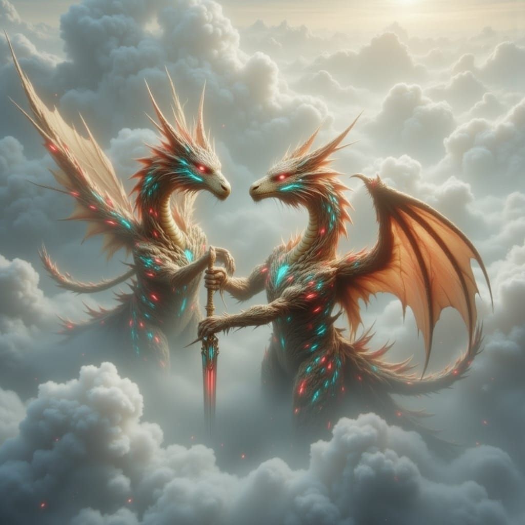 Majestic Dragon-Born Warrior in Photorealistic Armor and Win...