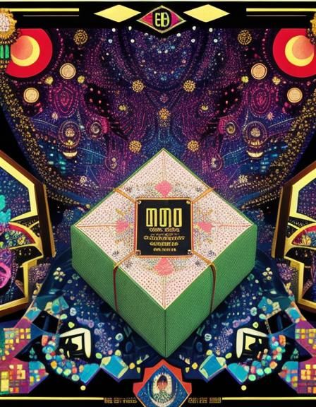 Celebratory Gift Box in Graphic Art Style