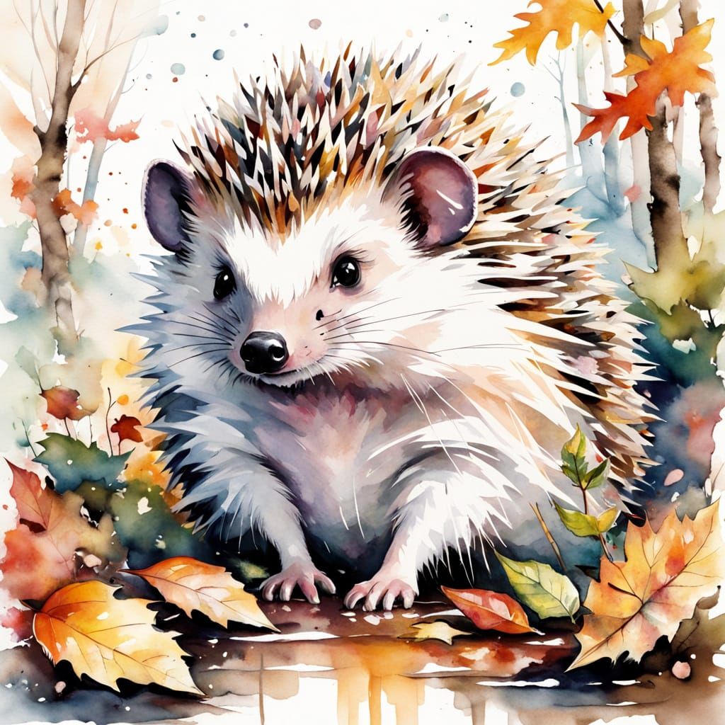 Hedgehog Sniffs Hiker's Boot Amidst Autumn Leaves