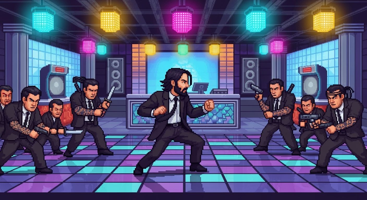 Retro Pixel Art Game: John Wick vs. Yakuza