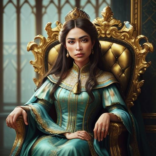 Regal Hyperrealism: Golden Princess Portrait in Cinematic St...