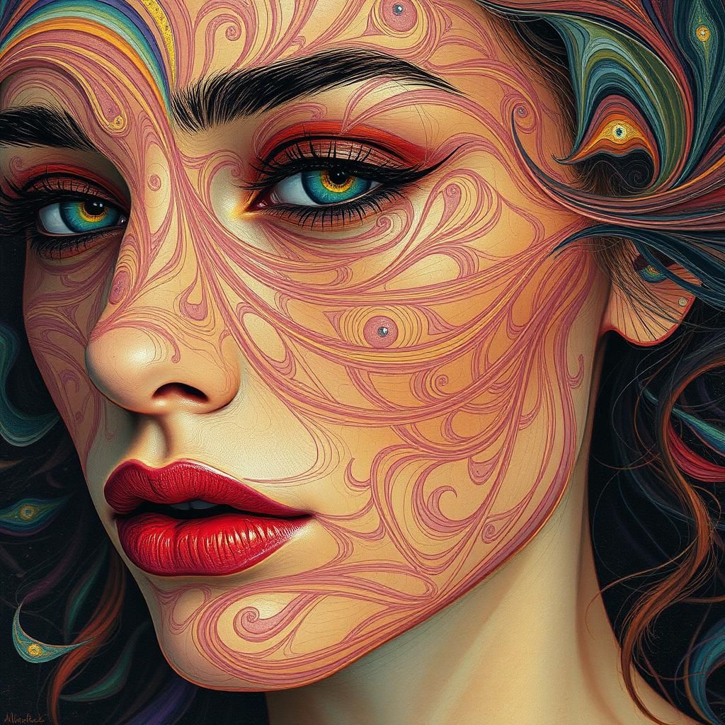 Surreal Portrait with Swirling Colors, Dreamlike Aesthetic