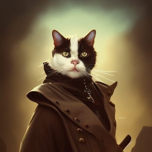 Pirate Cat Portrait in Detailed Digital Art Style