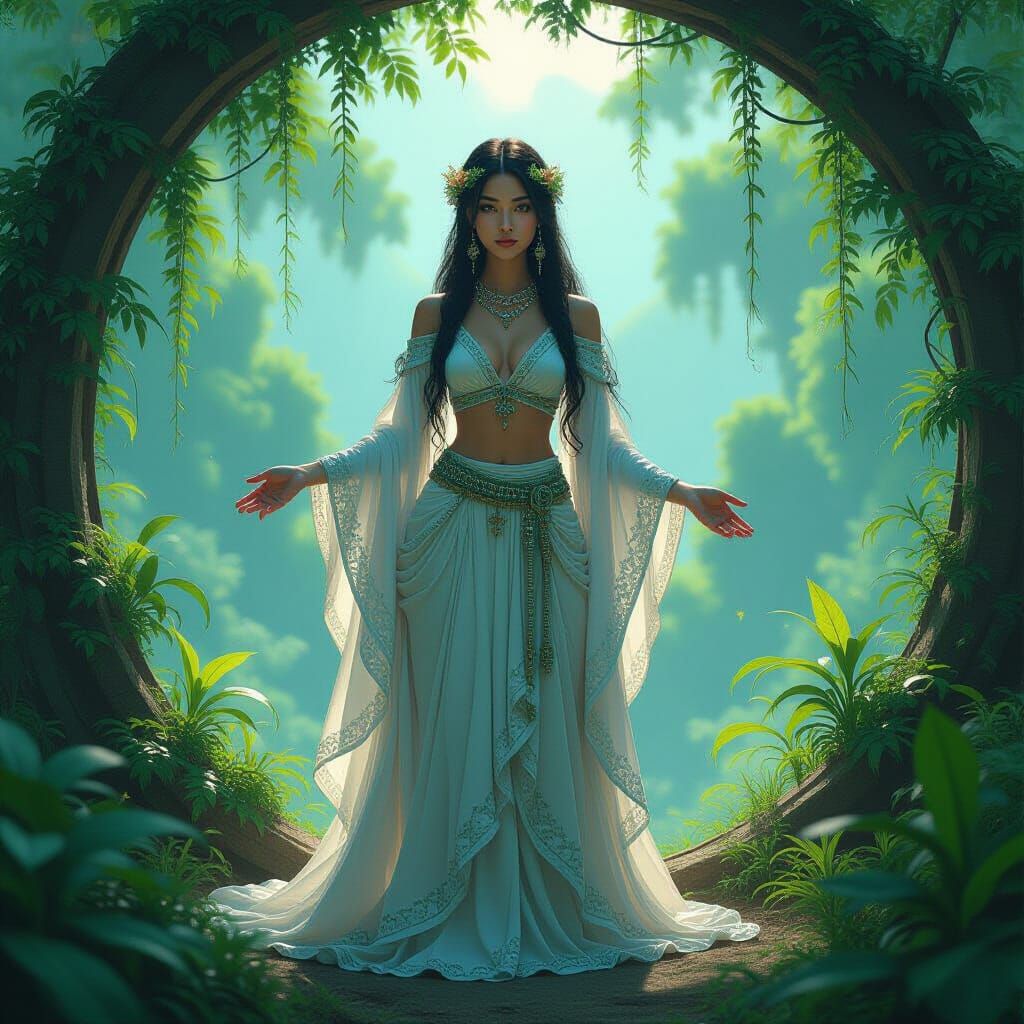 Mystical Vialatea in Lush Greenery: Digital Art