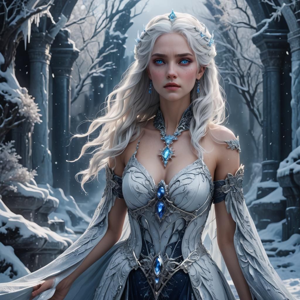 Icy Goddess in Detailed Fantasy Concept Art