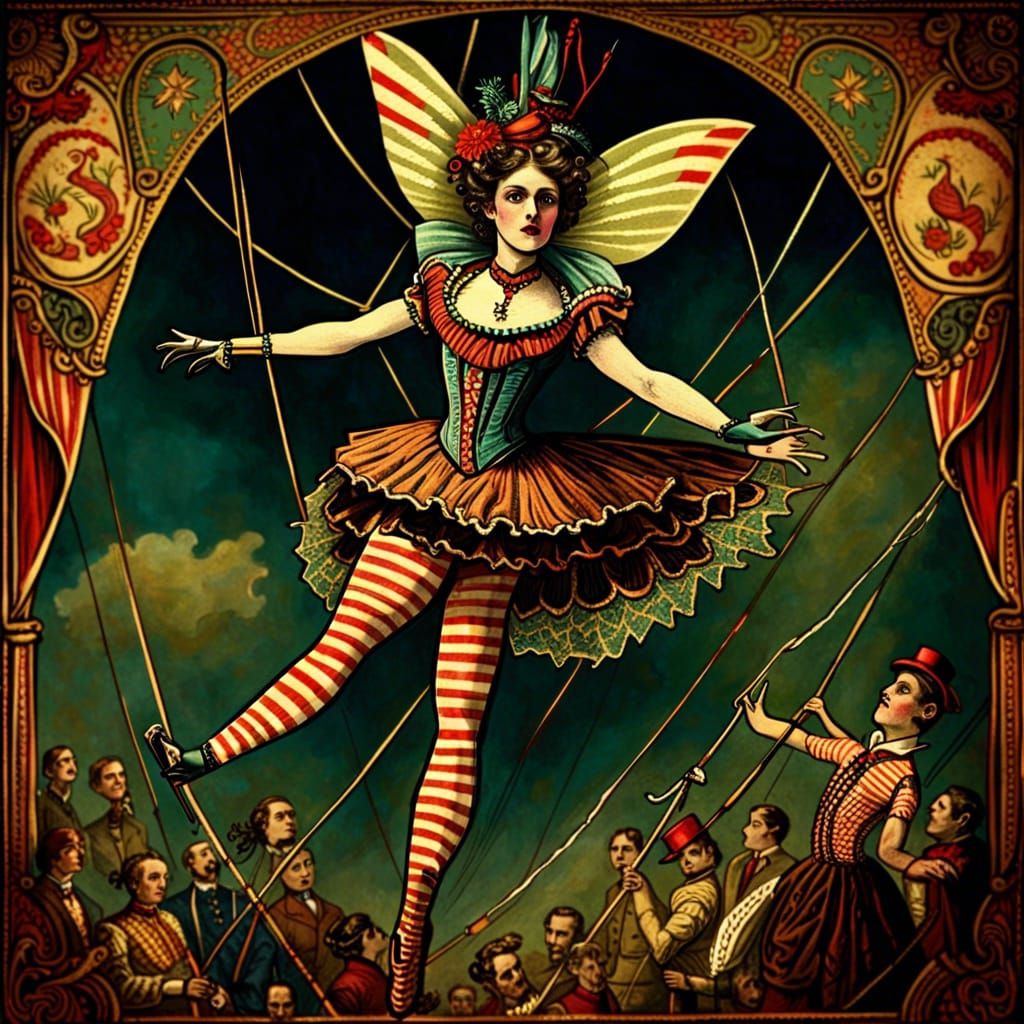 Victorian Fairy Tightrope Walker in Bizarre Circus