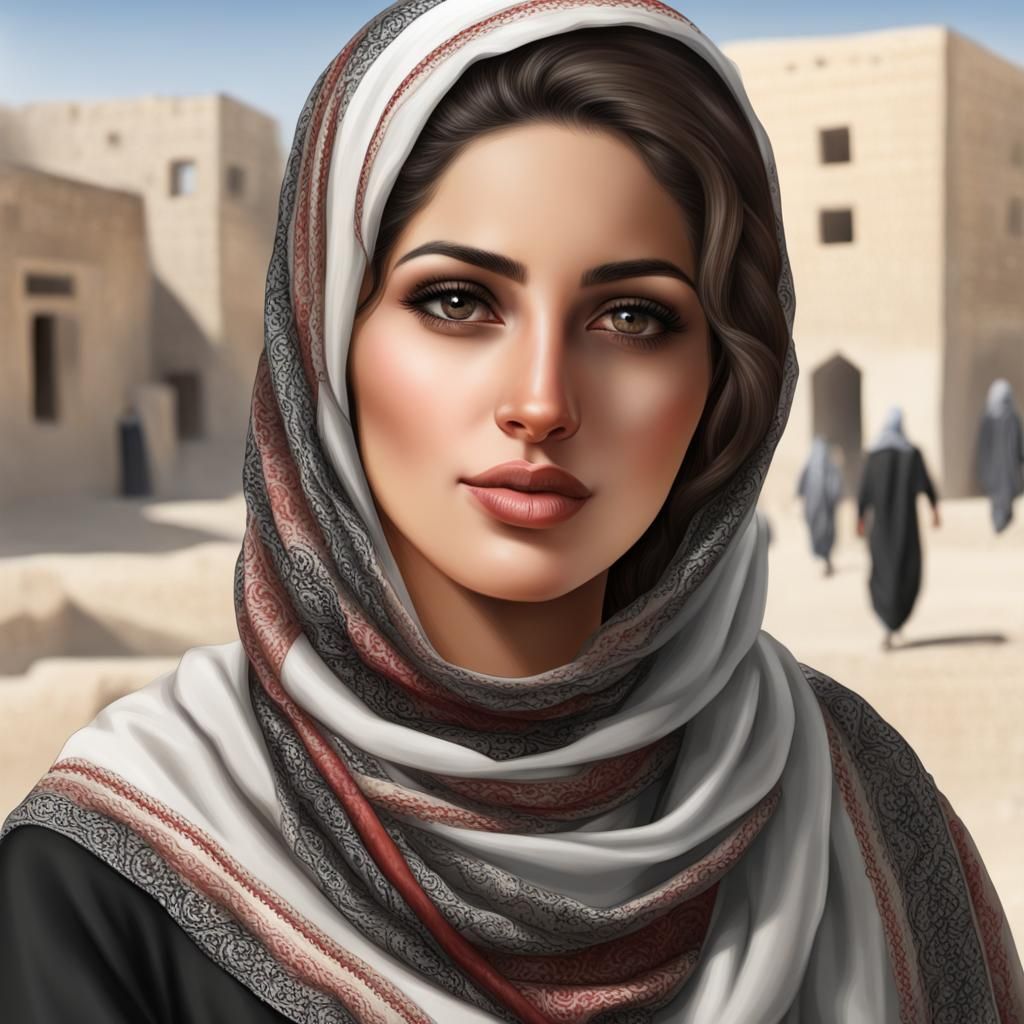 Realistic Portrait of a Palestinian Woman
