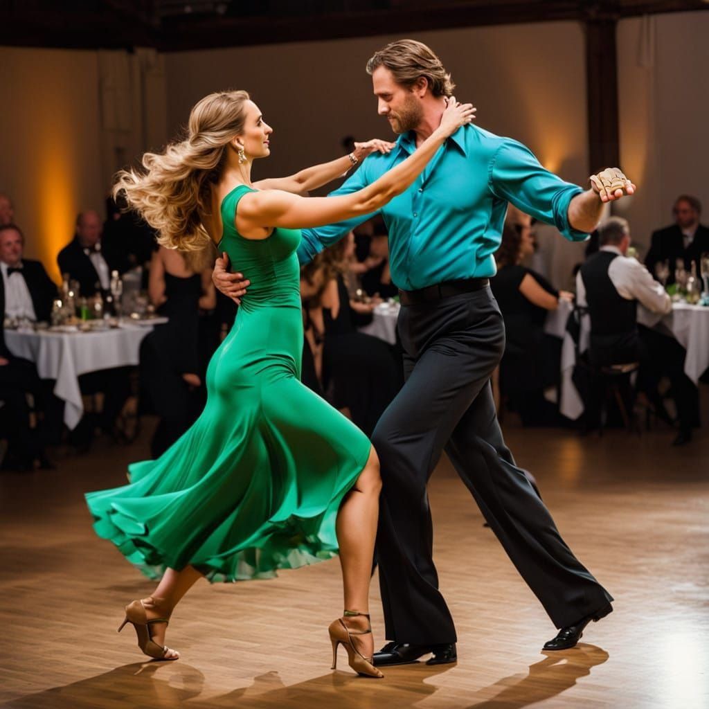 Couple Dancing in a Futuristic Cyberpunk Setting