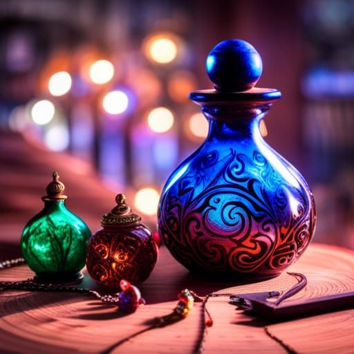 Ornate Dragon Potion Bottle with Fairy Lights