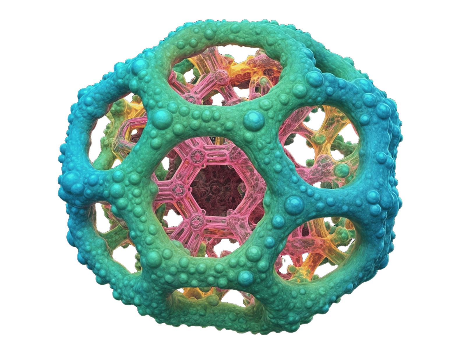 Photorealistic Clathrin Molecule in Extreme Neon Colors