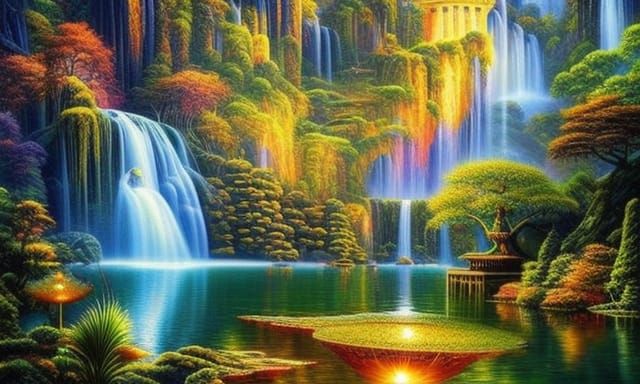 Fantasy Landscape with Japanese Temple, Visionary Art