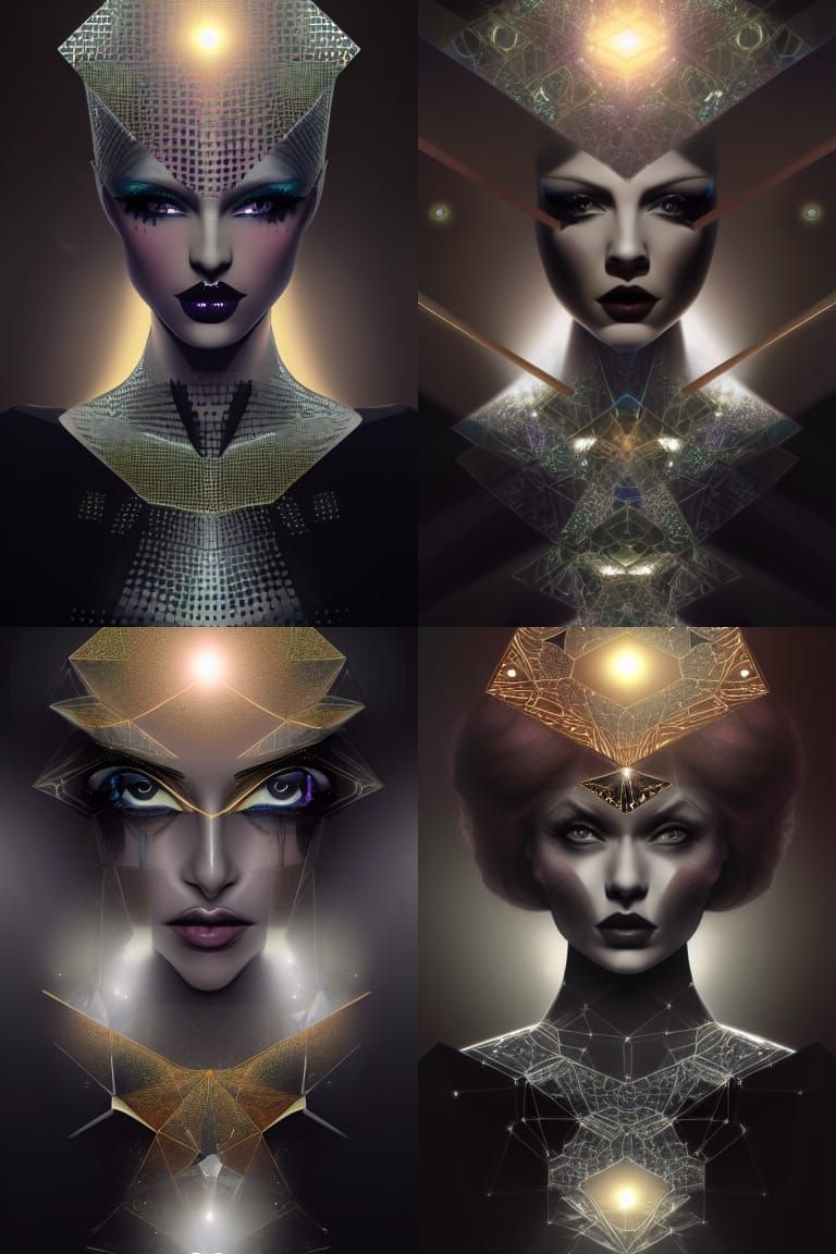 Ginger Pin-Up with Fractal Hypercubes in Holographic Style