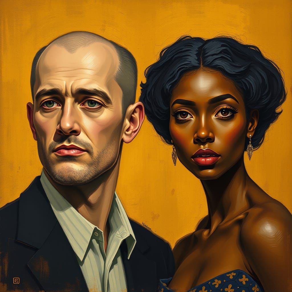 Introspective Couple in Warm, Golden Hues