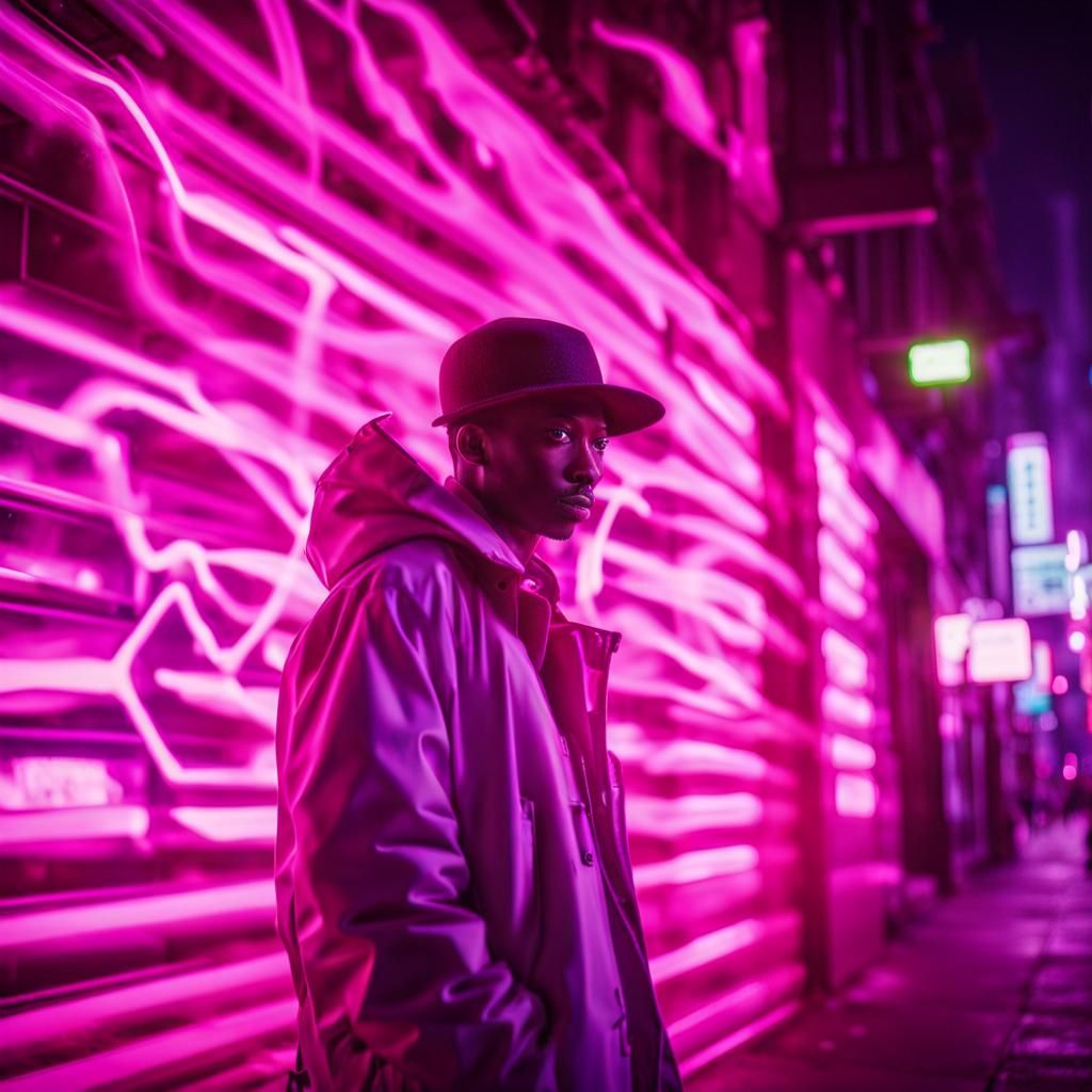 New York in Pink Chemiluminescence with Cinematic Lights