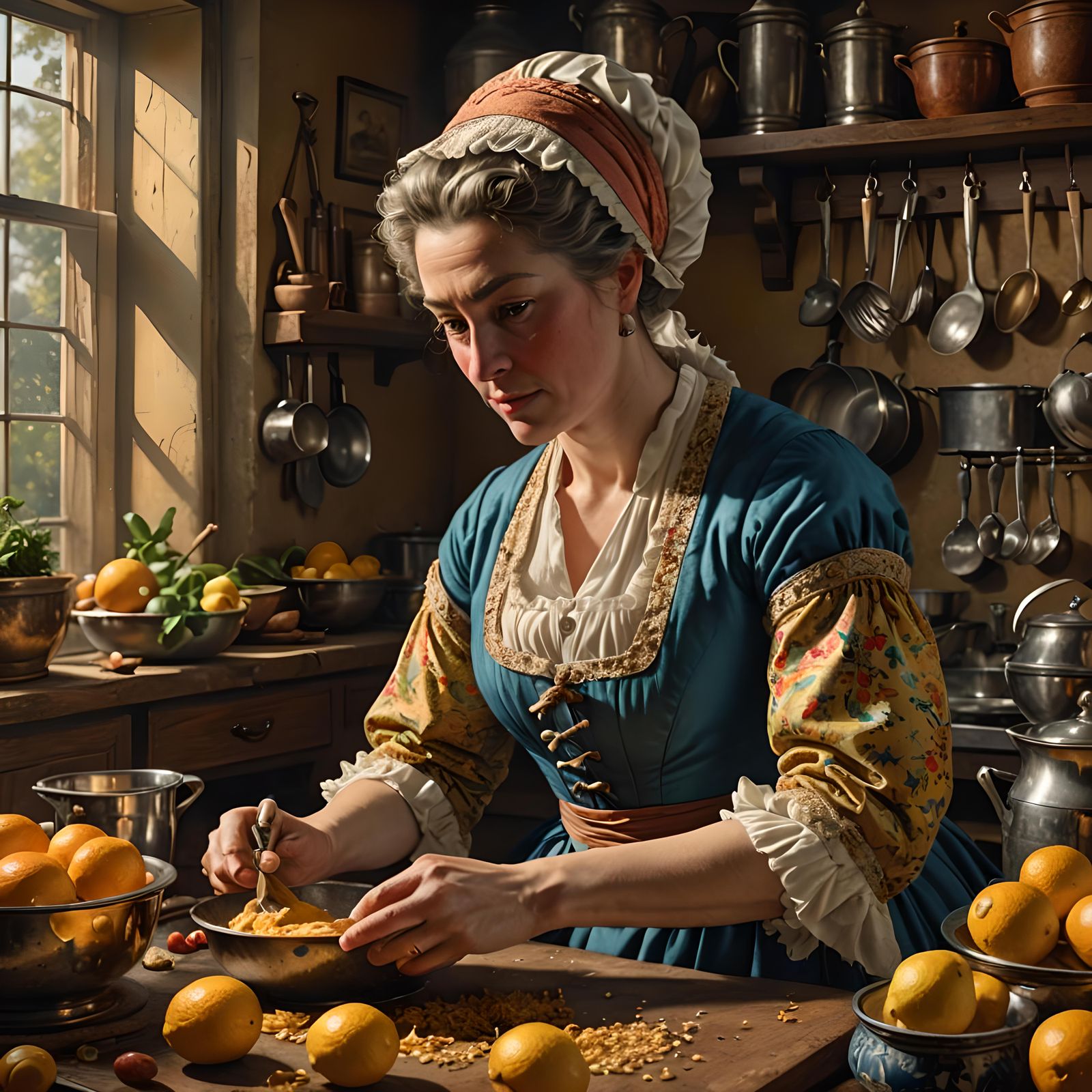 18th Century Housewife: Hyperrealistic Kitchen Scene
