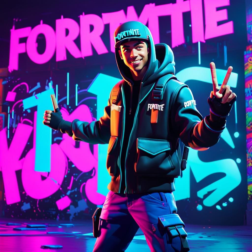 Fortnite Teen Character in Triumphant Pose Concept Art