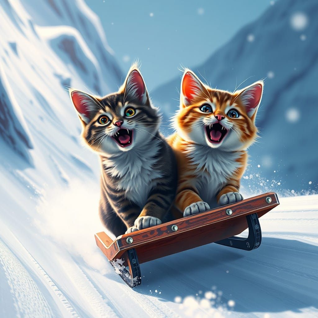 Cats Delight in Thrilling Winter Sled Ride