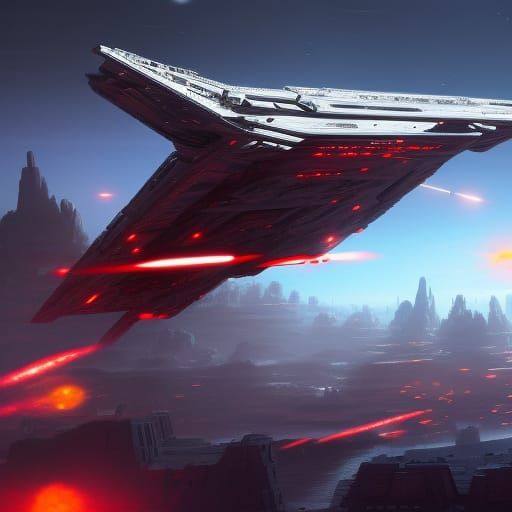 Imperial Star Destroyer Attacks Planet: Detailed Matte Paint...