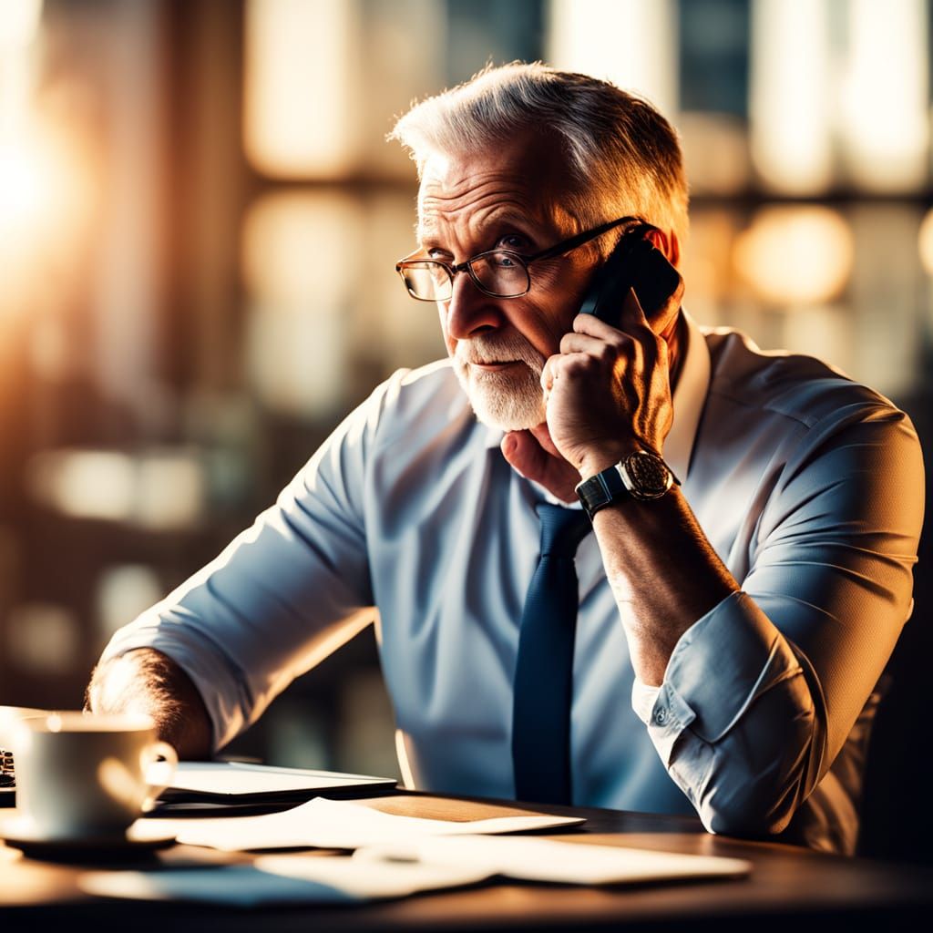 Worried Businessman in Golden Hour Concept Art