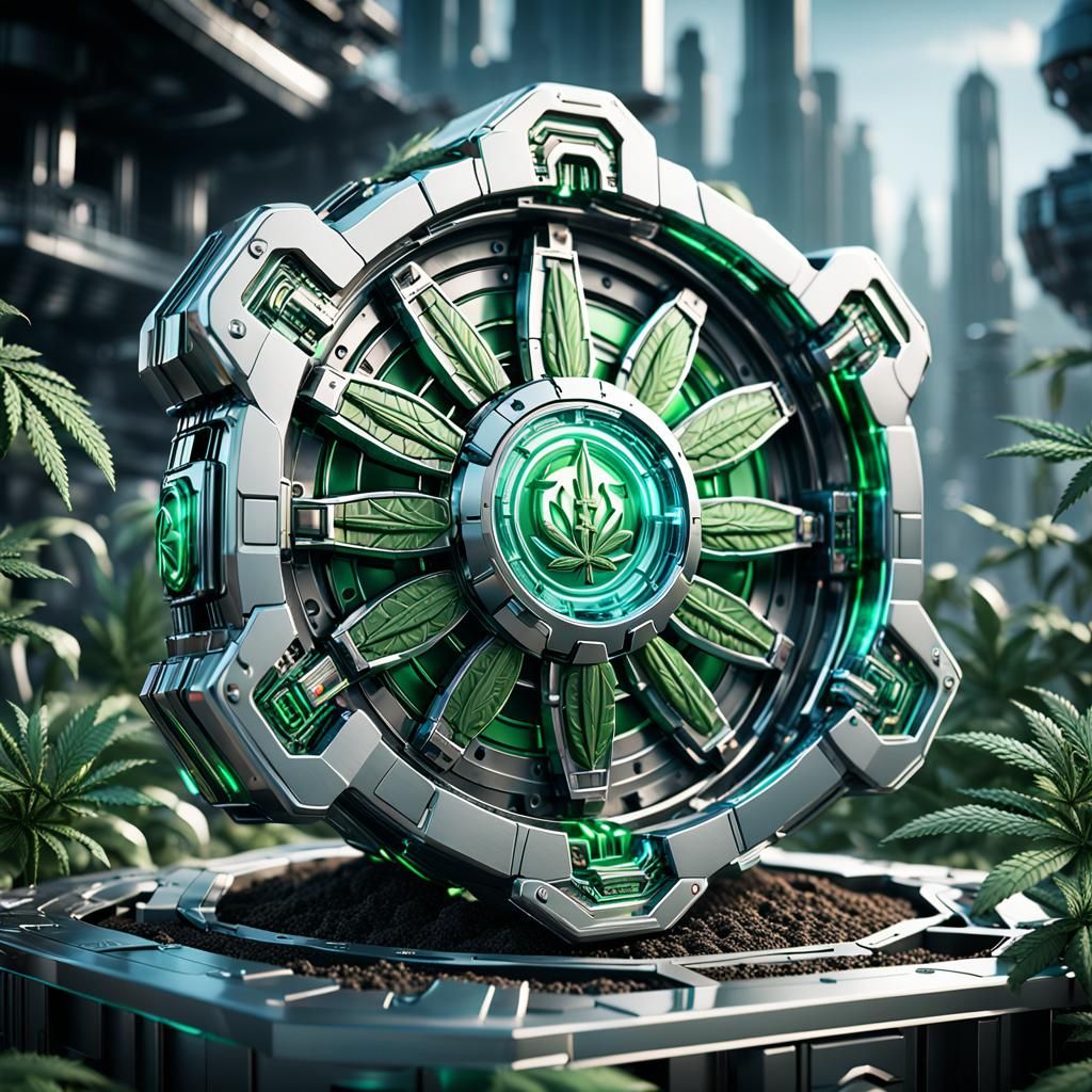 Futuristic 3D Cannabis Logo Graphic