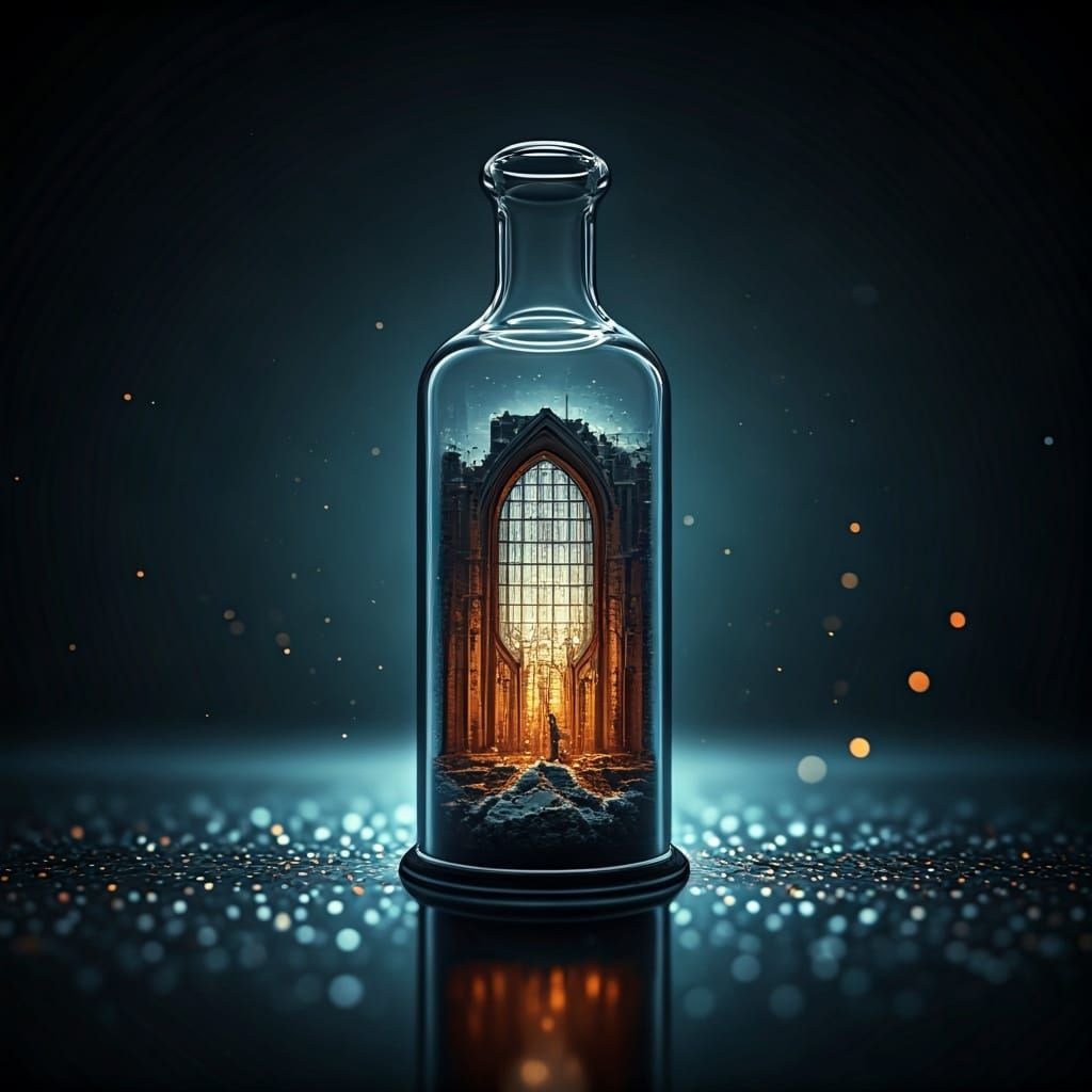 Miniature City Inside Broken Lightbulb