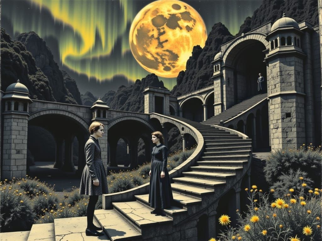 Queen of Hearts in Escher-Klimt Pop Art Style