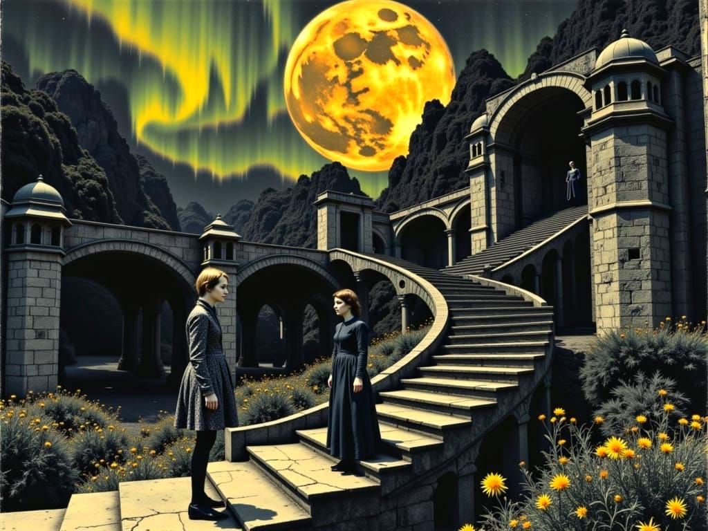 Queen of Hearts in Escher-Klimt Pop Art Style