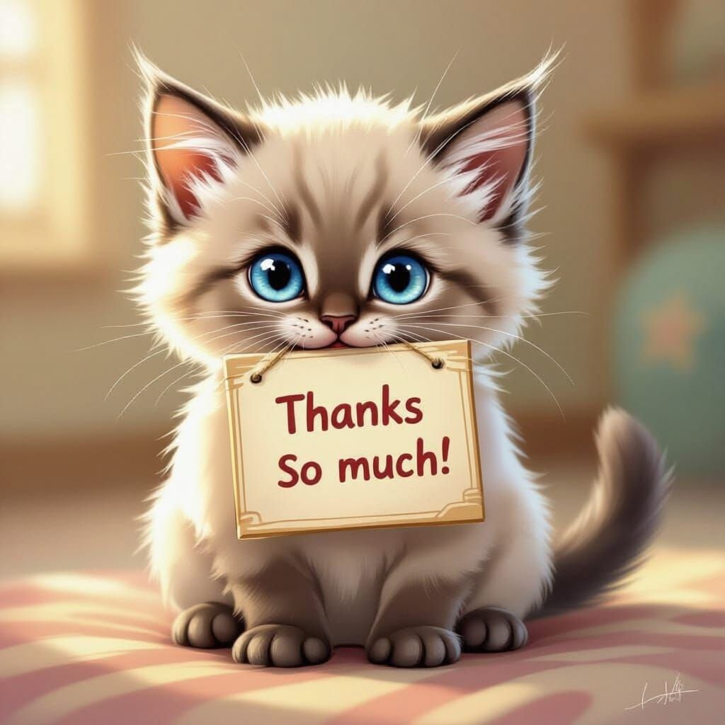 Cute Siamese Kitten Says Thanks