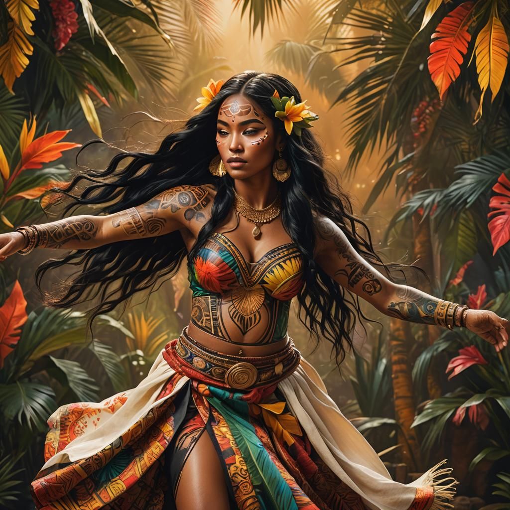 Samoan Dancer in Traditional Dress: Hyperrealistic Art