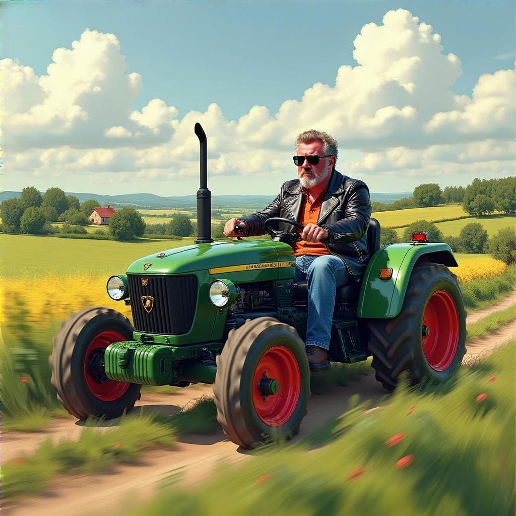 Clarkson Drives Lamborghini Tractor: Digital Painting