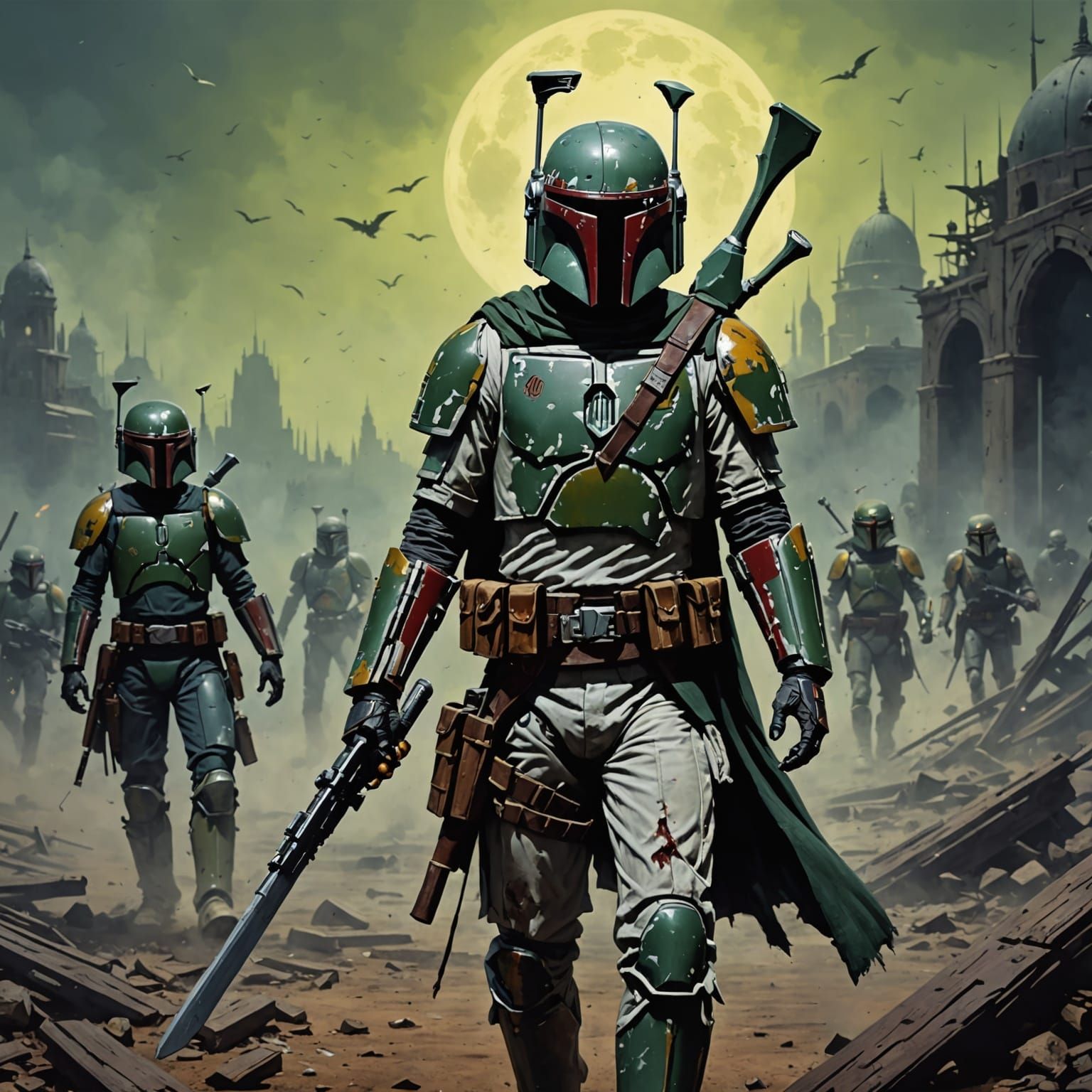 Cyberpunk Horror: Boba Fett as Undead Bounty Hunter
