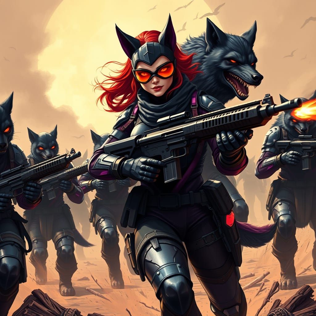 Fierce Feline Warrior Leads Wolfmen into Battle with Plasma ...