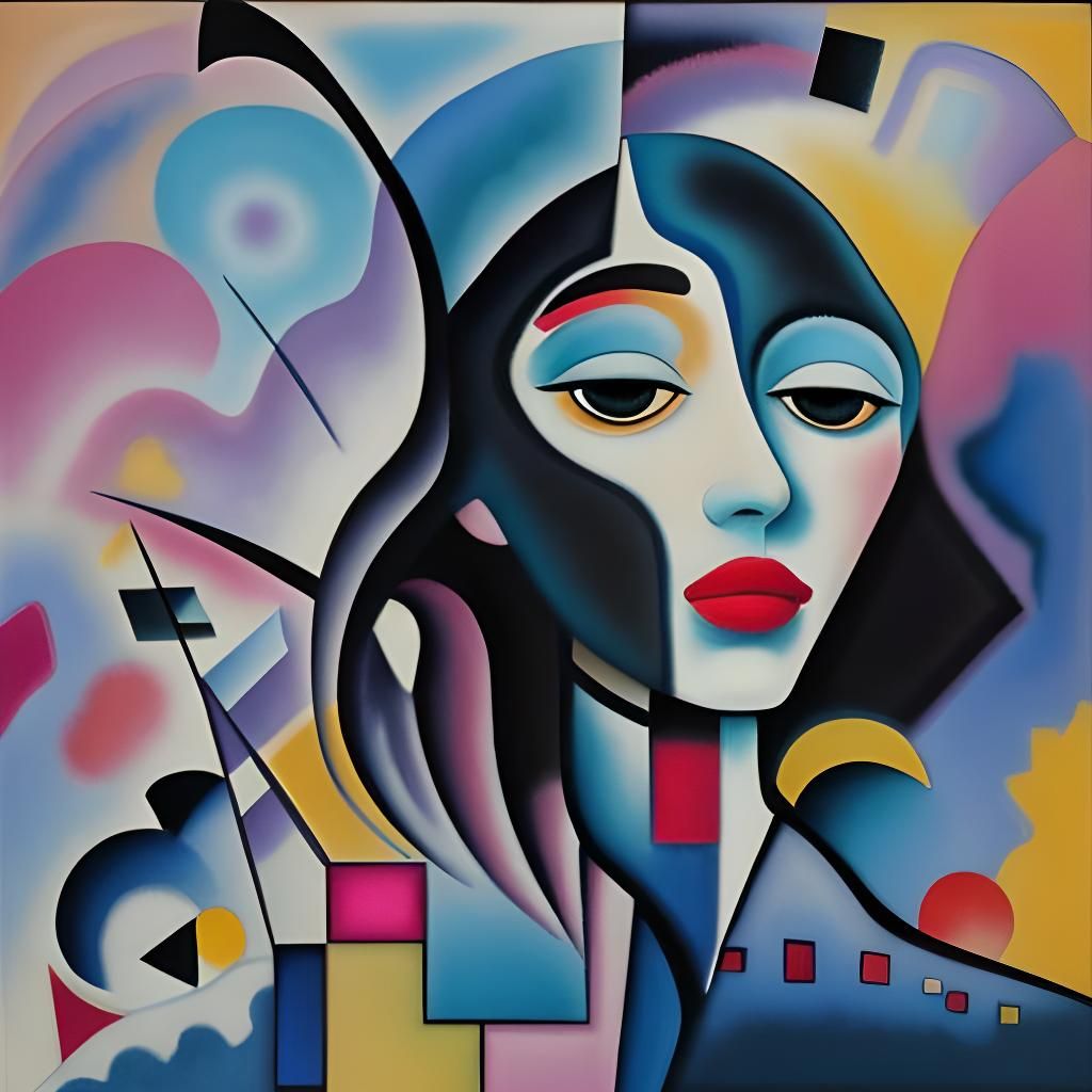 Abstract Portrait: Woman Between Dream and Reality