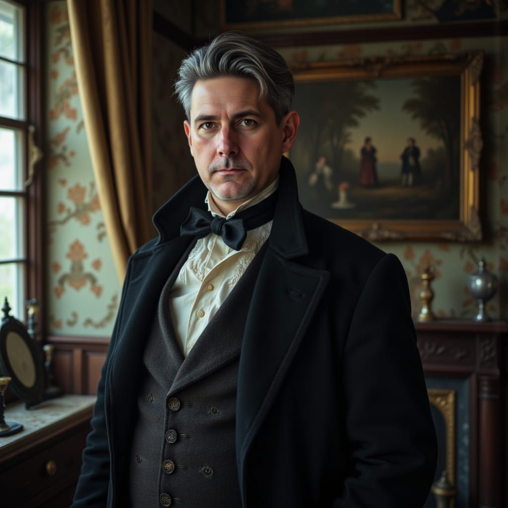 Gentleman in Victorian Gothic Study