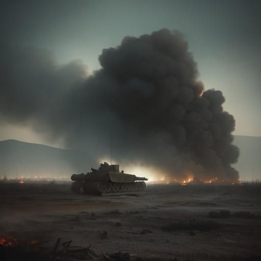War-Torn Battlefield: Cinematic Film Still