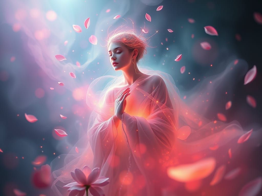 Mystical Being in Ethereal Glow, Surreal Atmosphere