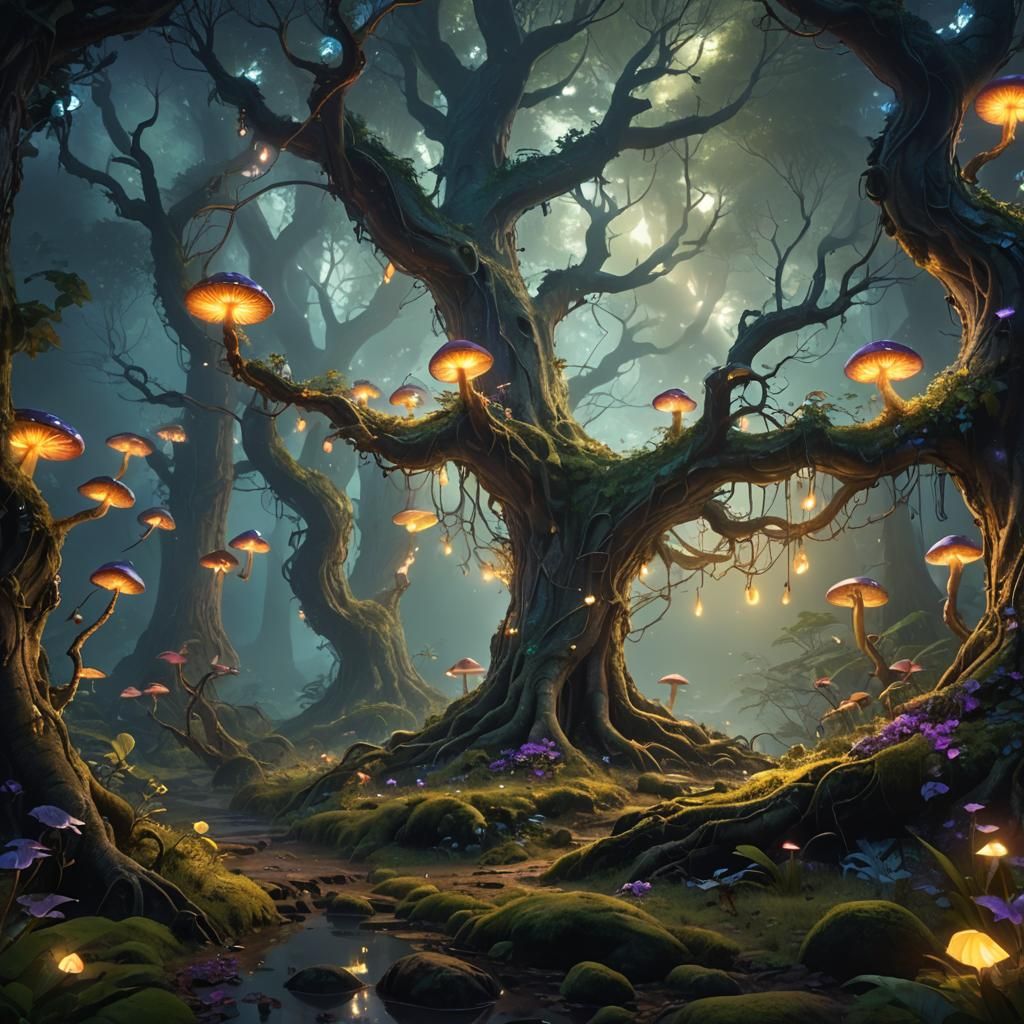 Enchanted Forest Concept Art in Surreal Style