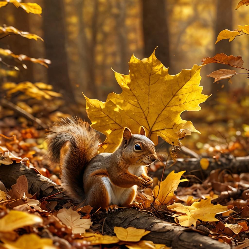 Squirrel searching for nuts