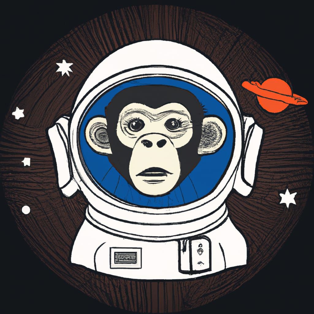 Monkey Astronaut Floating in Space