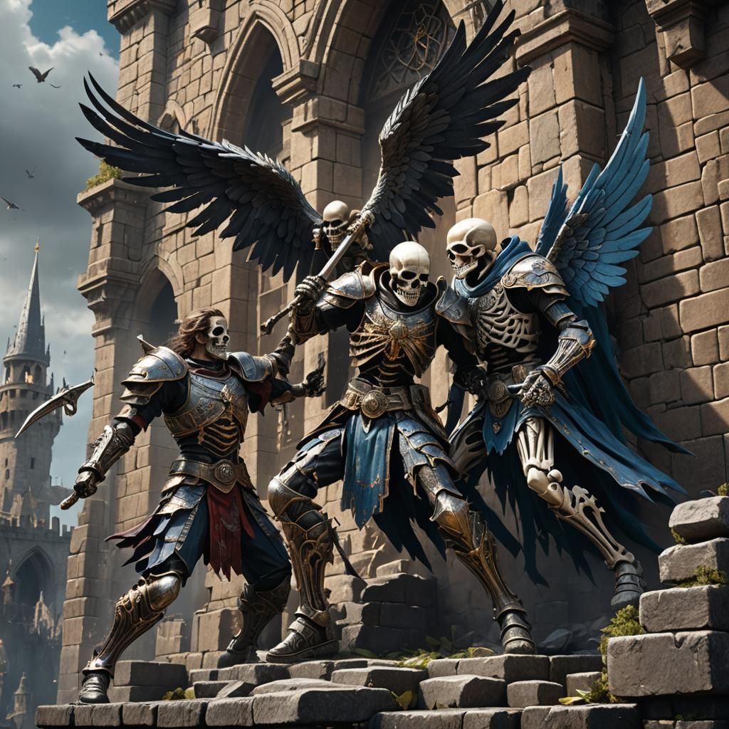 Warrior Angel vs Skeleton King: Fantasy Battle