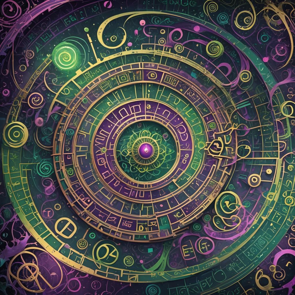 Mathematical Equations in Swirling Purple and Green Concept ...