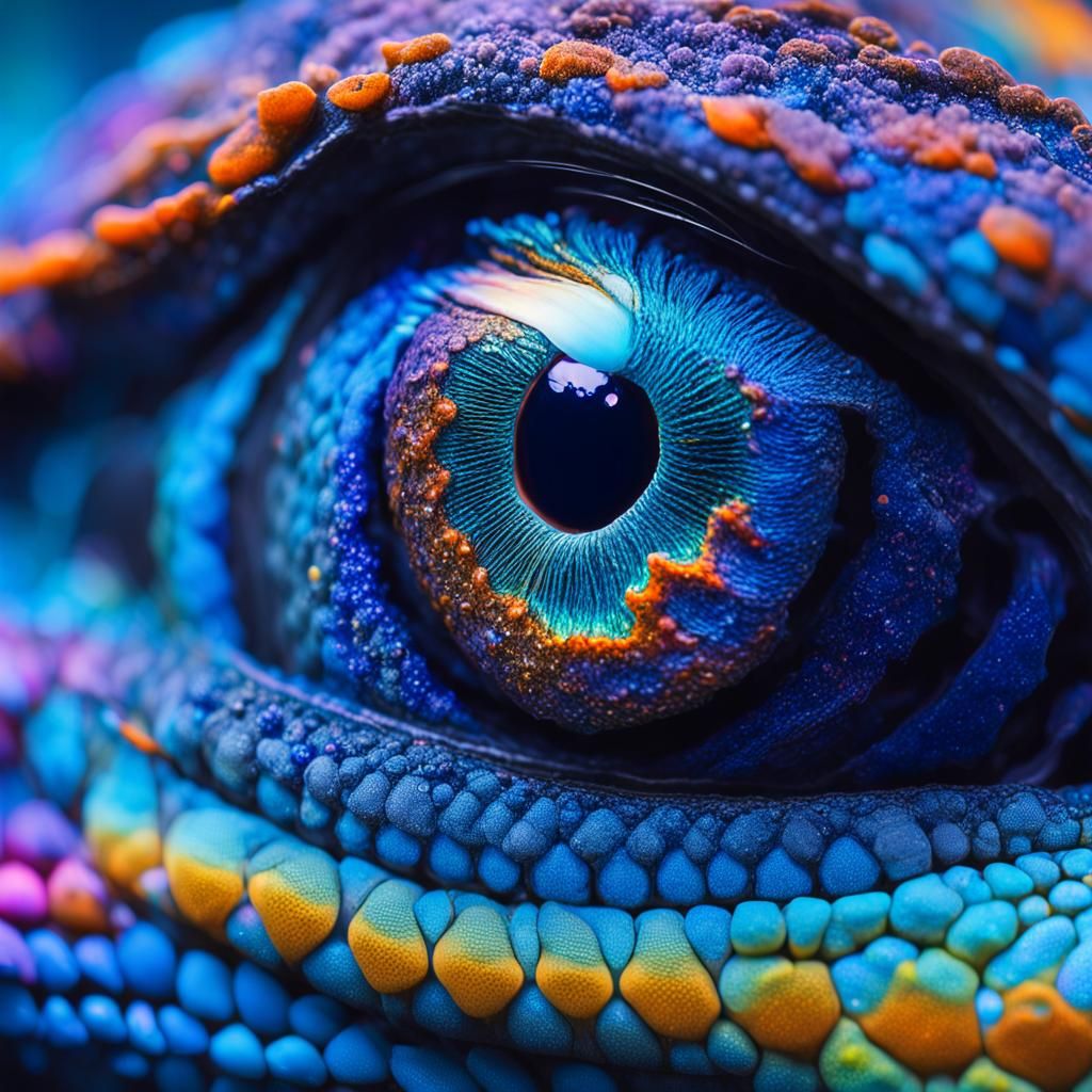 Galaxy Reflected in Gecko Eye: Cosmic Surrealism