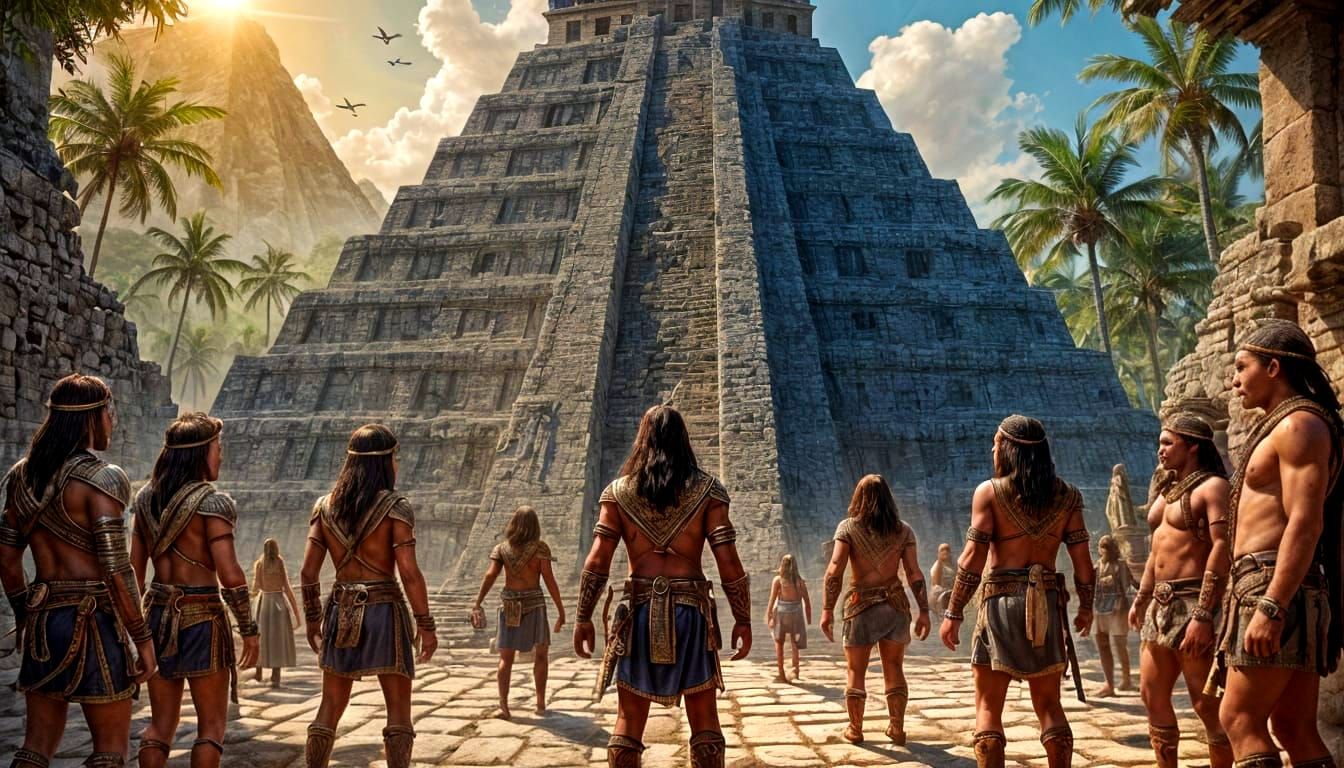 Mayan Pyramid Sacrifice Scene in Fantasy Art Style